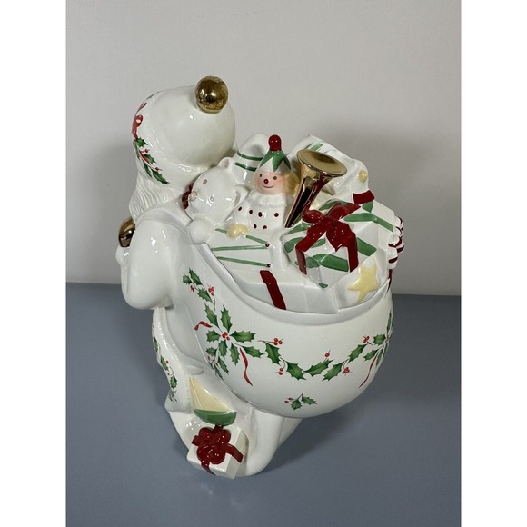 Lenox Santa Cookie Jar in Original Box 13" Holiday Skating Christmas Excellent - Picture 5 of 7